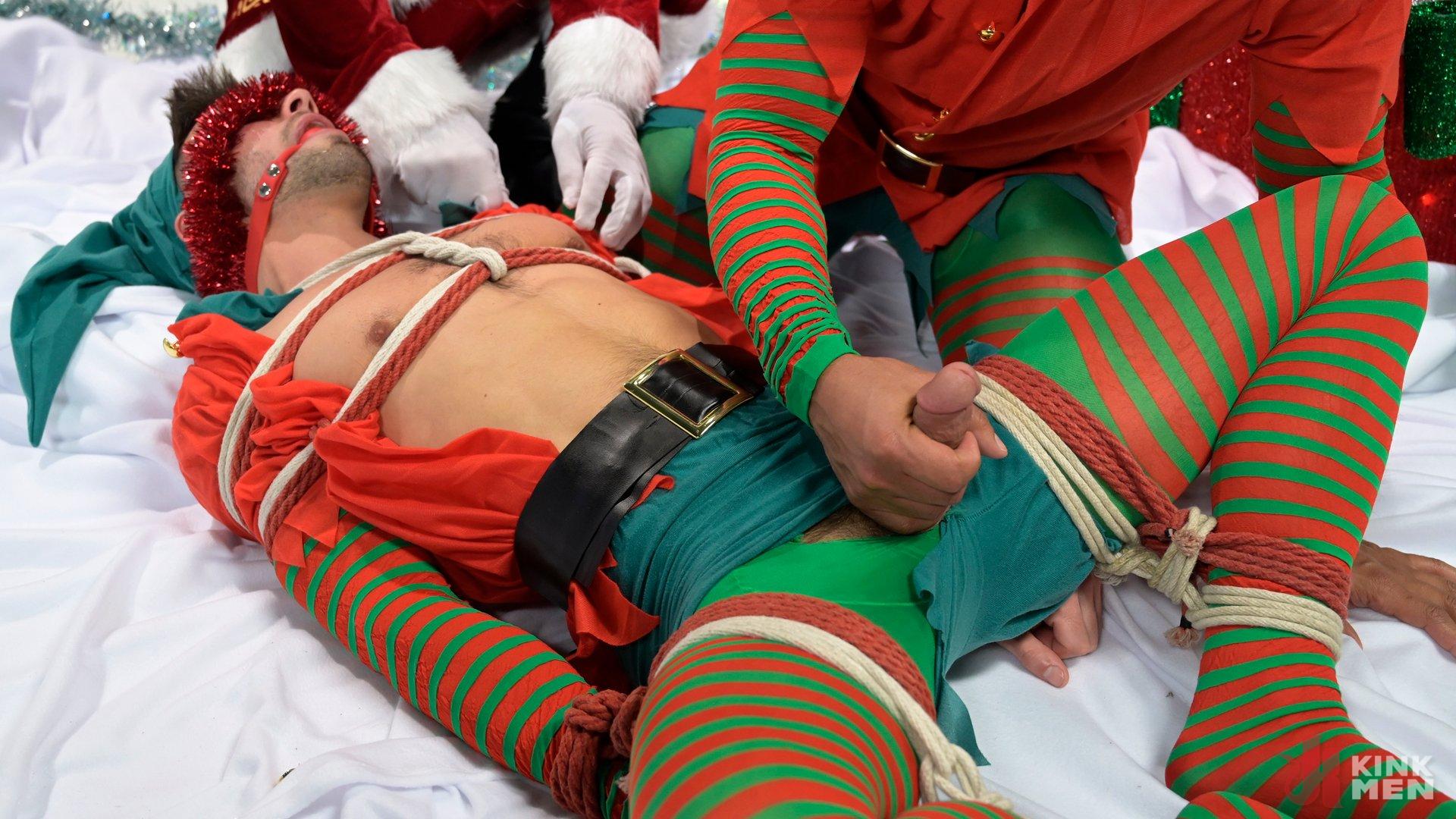 Photo number 2 from Impish Little Elves: Casey Everett Edged by Santa and his Lil Helper shot for Men On Edge on Kink.com. Featuring Casey Everett in hardcore BDSM & Fetish porn.